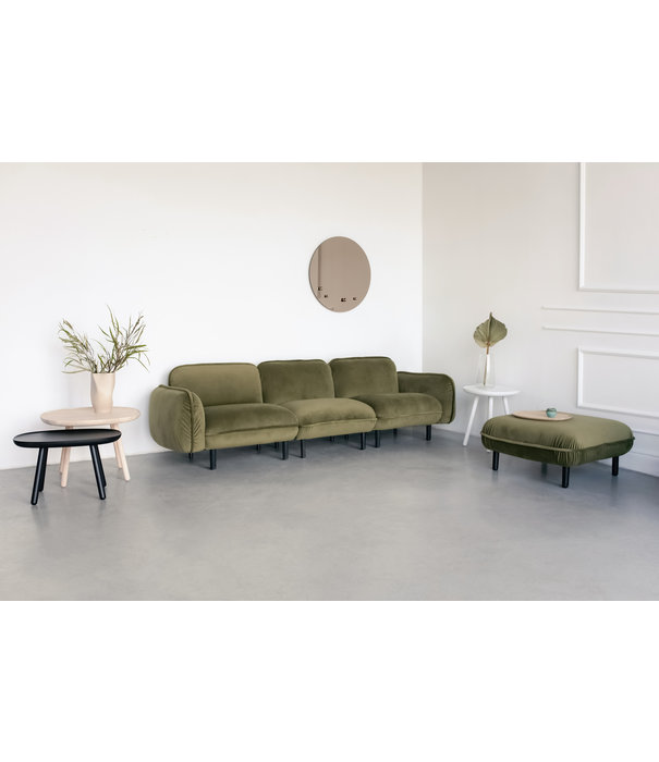 EMKO Poof Sofa - pouf - velours - vert - carré - pieds en bois - noir