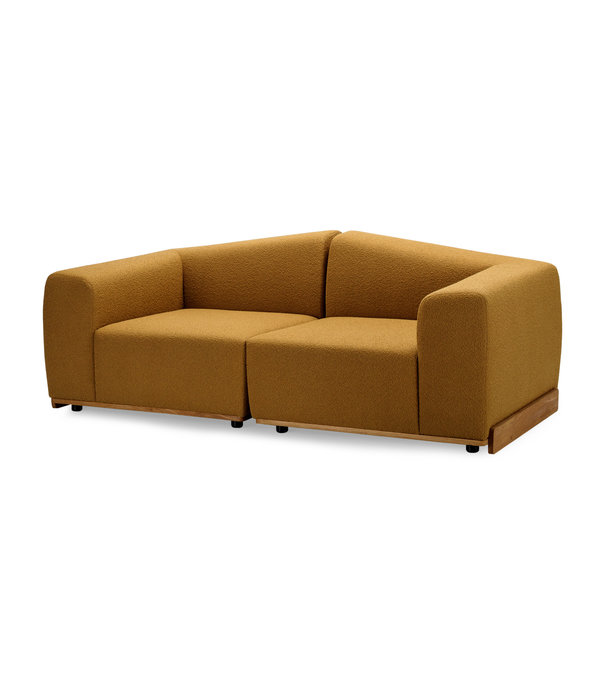 EMKO Playa - Sofa - 2-zitbank - stof - mosterdkleur - houten onderstel