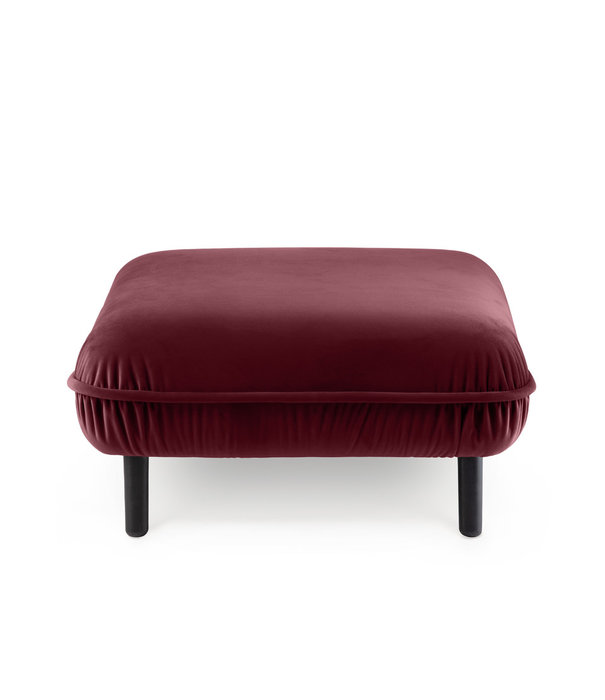 EMKO Poof Sofa - Fußhocker - Samt - bordeaux - quadratisch - Holzbeine - schwarz