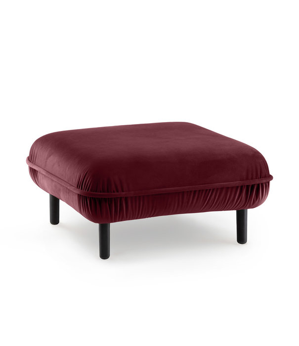 EMKO Poof Sofa - pouf - velours - bordeaux - carré - pieds en bois - noir