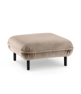 Poof Sofa - pouf - velours - beige - carré - pieds en bois - noir