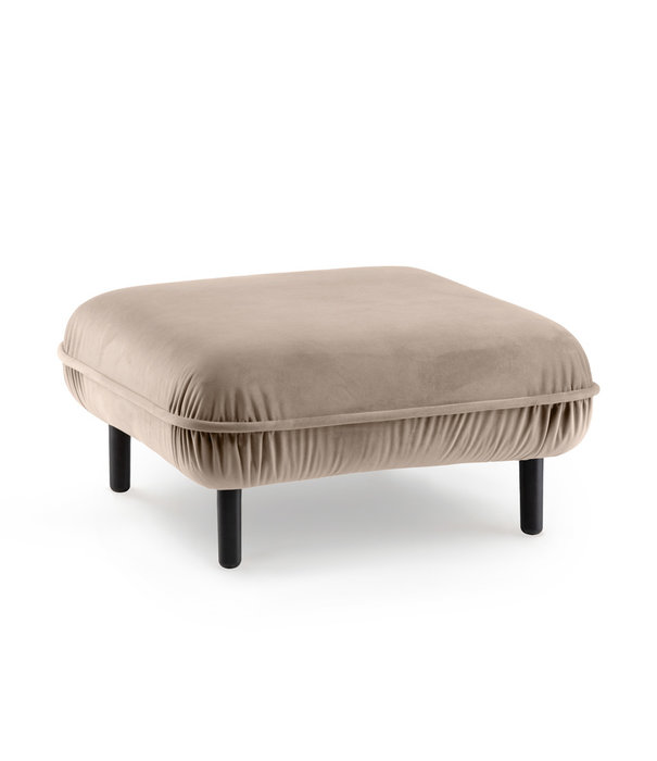 EMKO Poof Sofa - pouf - velours - beige - carré - pieds en bois - noir