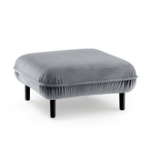Poof Sofa - pouf - velours - gris - carré - pieds en bois - noir