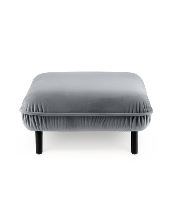 EMKO Poof Sofa - pouf - velours - gris - carré - pieds en bois - noir