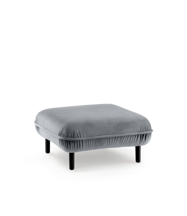 EMKO Poof Sofa - Fußhocker - Samt - grau - quadratisch - Holzbeine - schwarz