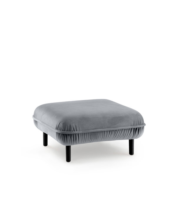 EMKO Poof Sofa - pouf - velours - gris - carré - pieds en bois - noir