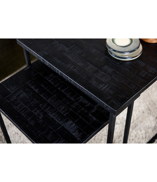 Duverger® Teaky Blinders - Table d'appoint - set of 2 - teck - structure en acier - noir