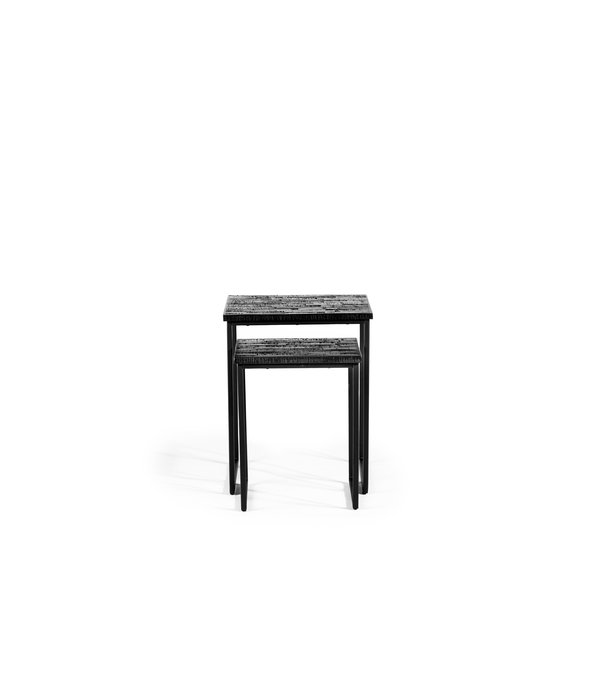 Duverger® Teaky Blinders - Table d'appoint - set of 2 - teck - structure en acier - noir