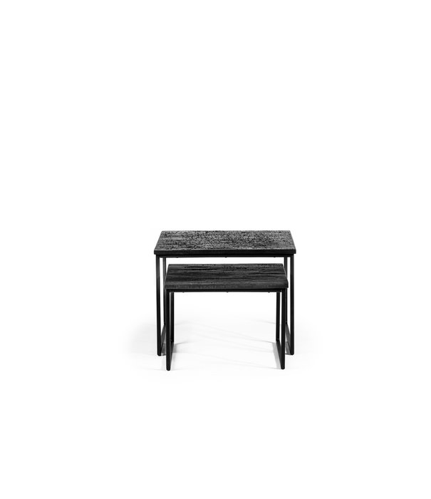 Duverger® Teaky Blinders - Table basse - set of 2 - teck - structure en acier - noir