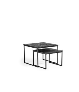Teaky Blinders - Table basse - set of 2 - teck - structure en acier - noir