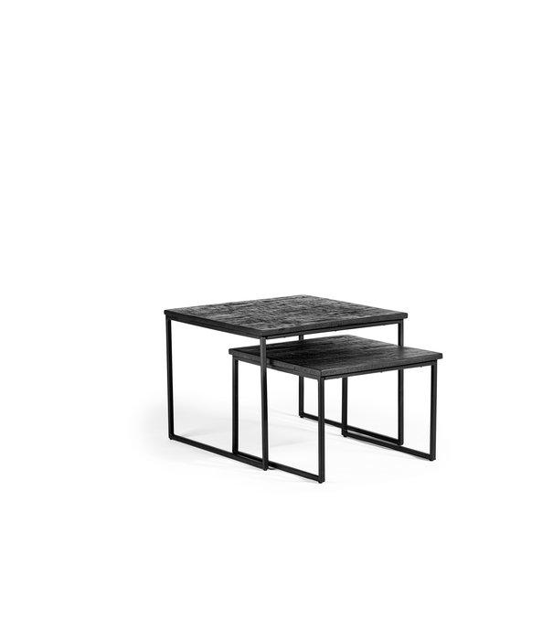 Duverger® Teaky Blinders - Table basse - set of 2 - teck - structure en acier - noir