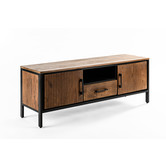 Rustic Acacia - TV-meubel - 140cm - acacia - bruin - 2 deuren - 1 lade - 1 nis - stalen poten - zwart