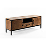 Rustic Acacia - TV-meubel - 140cm - acacia - bruin - 2 deuren - 1 lade - 1 nis - stalen poten - zwart