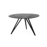 Smooth Mango - Eettafel - rond - mango - 130cm - dubbele driepoot - staal - zwart