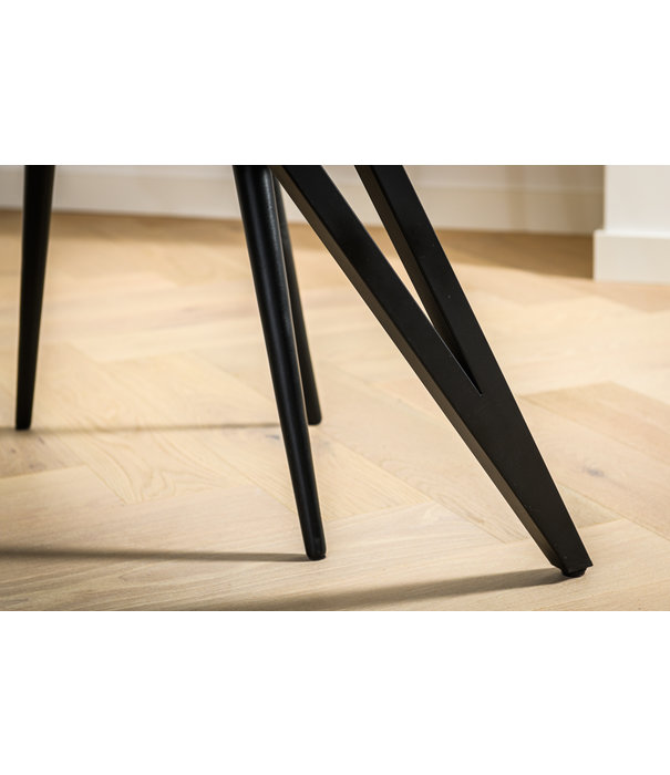 Duverger® Smooth Mango - Eettafel - rond - mango - 130cm - dubbele driepoot - staal - zwart