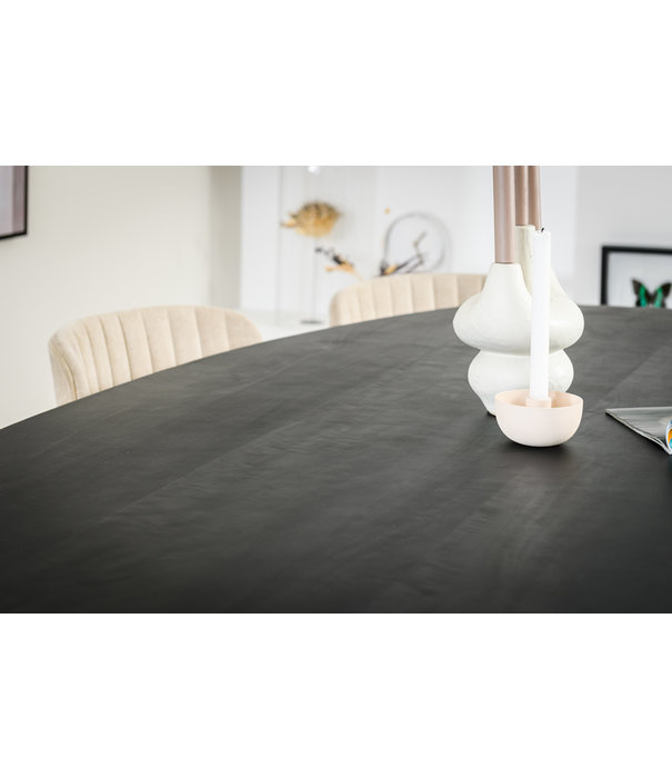 Duverger® Smooth Mango - Table de salle à manger - ovale - mangue - 230cm x 110cm - pied araignée - acier - noir