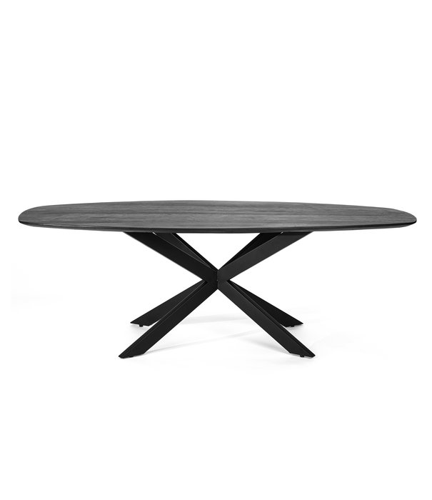 Duverger® Smooth Mango - Eettafel - ovaal - mango - 230cm x 110cm - spinnenpoot - staal - zwart