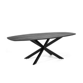 Smooth Mango - Table de salle à manger - ovale - mangue - 230cm x 110cm - pied araignée - acier - noir