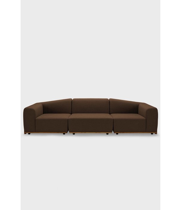 EMKO Playa - Sofa - 3-zitbank - stof - chocoladekleur - houten onderstel