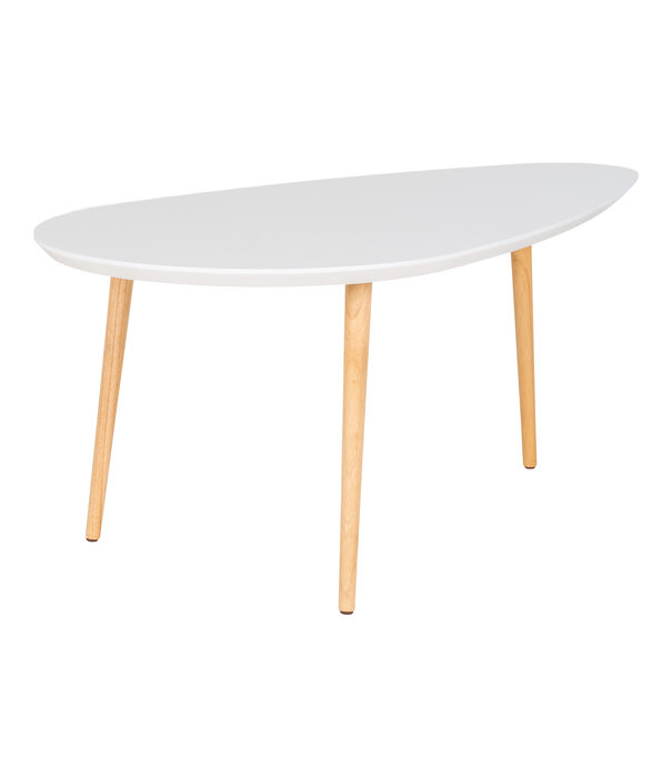 Duverger® Table basse Scanditable XL avec un plateau en MDF blanc soutenu par des pieds en hévéa naturel