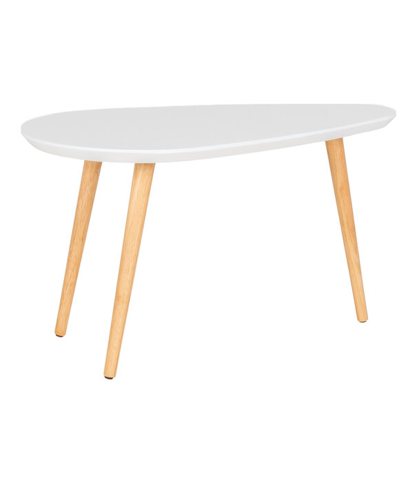 Duverger® Table basse Scanditable avec un plateau en MDF blanc soutenu par des pieds en hévéa naturel