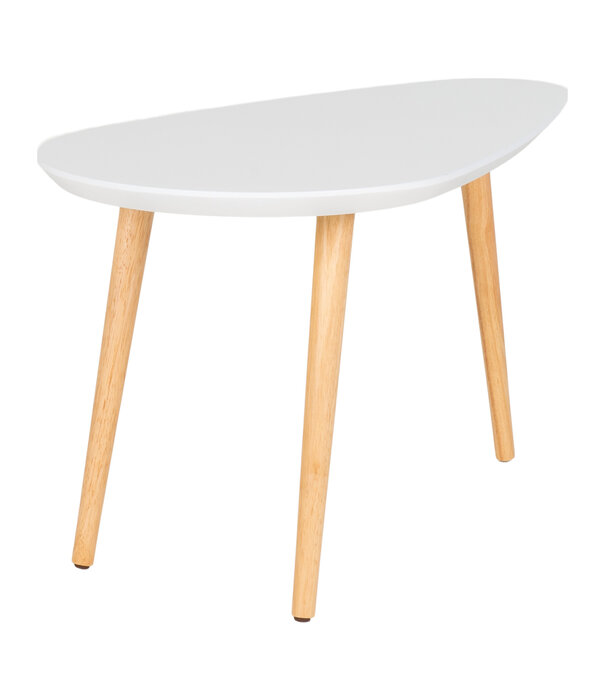 Duverger® Scanditable salontafel met een wit MDF blad en ondersteund door naturel rubberhout poten