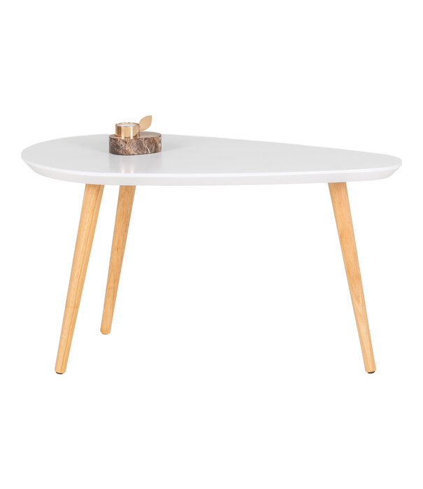 Duverger® Scanditable salontafel met een wit MDF blad en ondersteund door naturel rubberhout poten