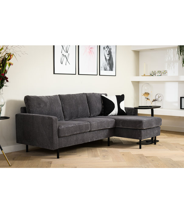 Duverger® Moquette - Canapé - canapé 3 places - chaise longue gauche ou droite - velours côtelé - anthracite