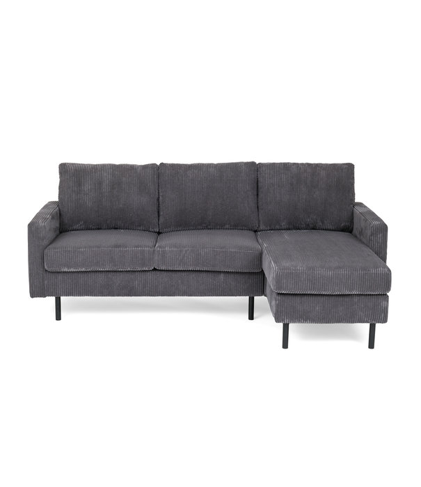 Duverger® Moquette - Sofa - 3-Sitzer Sofa - Chaiselongue links oder rechts - gerippter Samt - anthrazit