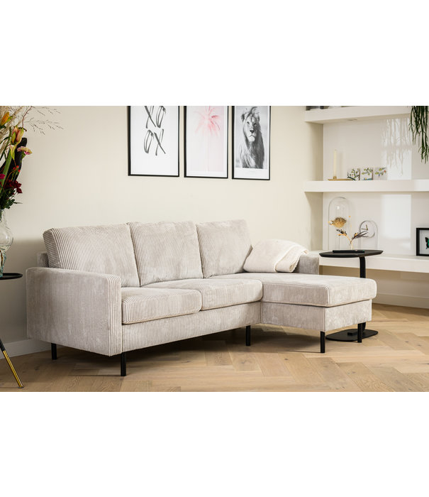 Duverger® Moquette - Sofa - 3-zitbank - chaise longue links of rechts - ribfluweel - naturel