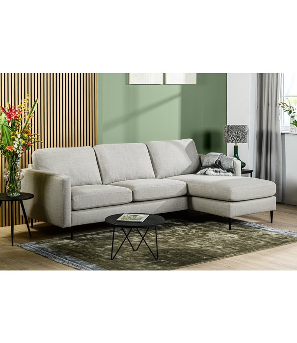Duverger® Twisted - Canapé - canapé 3 places - chaise longue gauche ou droite - beige - pieds en acier - noir