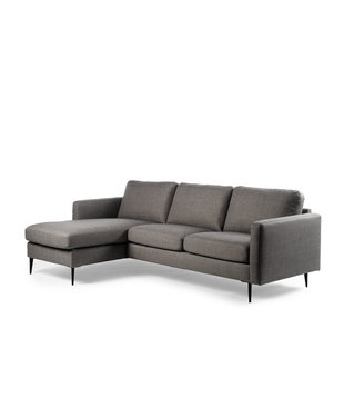 Twisted - Sofa - 3-zitbank - chaise longue links of rechts - taupe - stalen pootjes - zwart