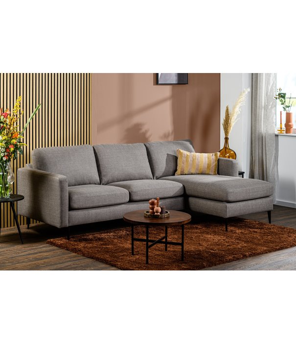 Duverger® Twisted - Canapé - canapé 3 places - chaise longue gauche ou droite - taupe - pieds en acier - noir