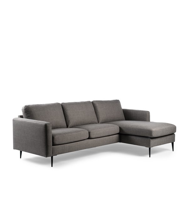 Duverger® Twisted - Canapé - canapé 3 places - chaise longue gauche ou droite - taupe - pieds en acier - noir