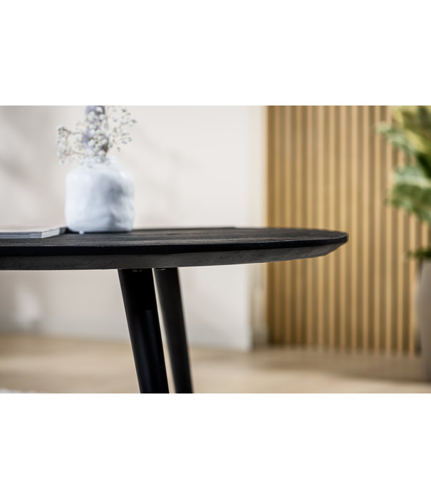 Duverger® Dusky Mango - Table basse - ronde - mangue - noir - 3 pieds en acier - noir