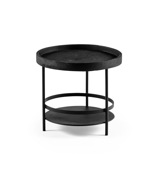 Duverger® Offering - Table basse - ronde - mangue - châssis acier - noir
