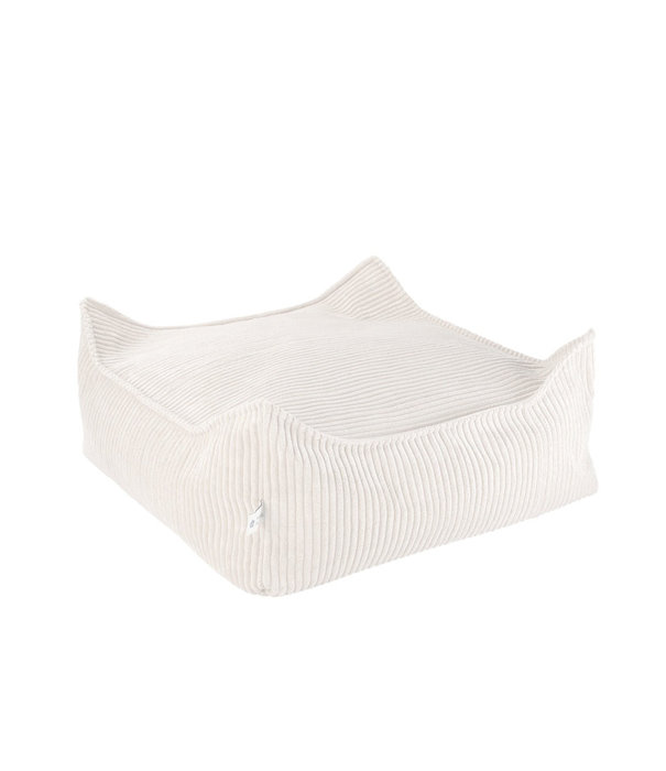 WigiWama Tiny Ottoman - Fauteuil enfant - Guimauve - blanc - carré - velours côtelé