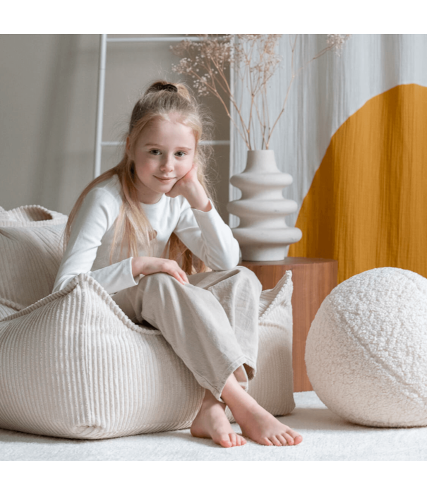 WigiWama Beanie - Beanbag - Marshmallow - blanc - perles EPS - velours côtelé