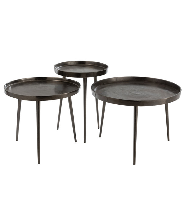 Duverger® Queen - Tables d'appoint - set de 3 - plateau - métal - gris foncé