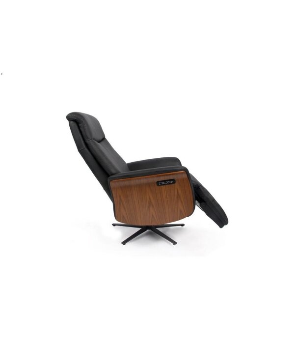 Duverger® Dreamline wood - Fauteuil relax - cuir noir - décor bois - réglable électriquement - avec batterie