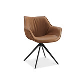 Threehundredsixty - chaise de salle à manger - cuir - brun cognac - 360° rotatif - 4 pieds en acier