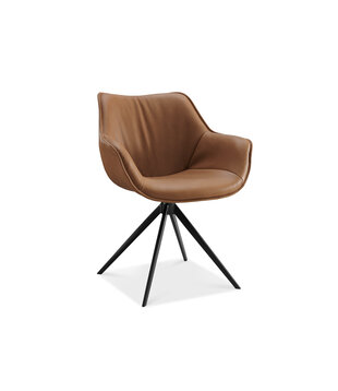 Threehundredsixty - chaise de salle à manger - cuir - brun - 65x82x61cm