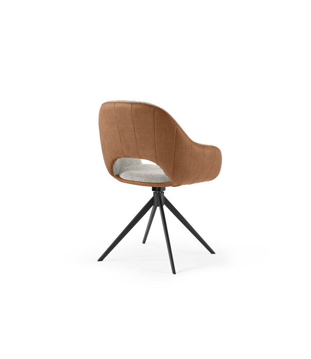 Duverger® Threehundredsixty - fauteuil de salle à manger - bull - brown - sneak - grey - 360° rotating - steel 4-feet