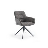 Threehundredsixty - eetkamerfauteuil - oxfordstof - grijs taupe - 360° draaiend - stalen 4-poot