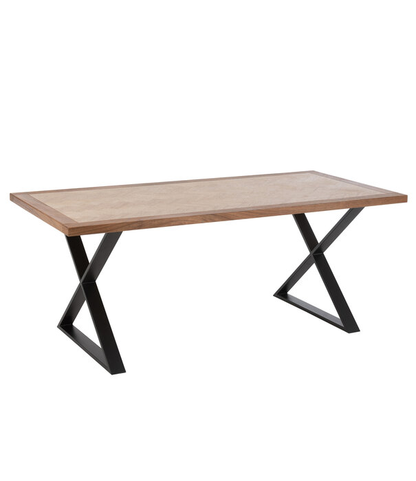 Duverger® Twist - Eettafel - MDF - naturel - X-poten - metaal - zwart