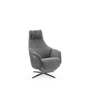 Dreamline design - Fauteuil relax - combinaison de tissu sneak gris et de faux cuir noir - réglage électrique - batterie