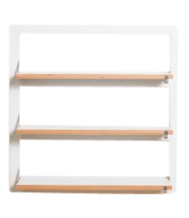AMBIVALENZ Fläpps - Wandregal - Birkensperrholz - durchgefärbtes HPL - weiß - geschlossene Fläche: 80 x 80 cm - 3 Arbeitsflächen