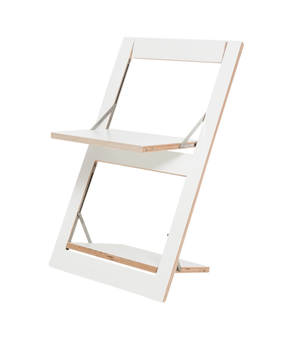 AMBIVALENZ Fläpps - Chaise pliante - contreplaqué de bouleau - HPL teinté dans la masse - blanc - ouverte : 75 x 47 x 45 cm