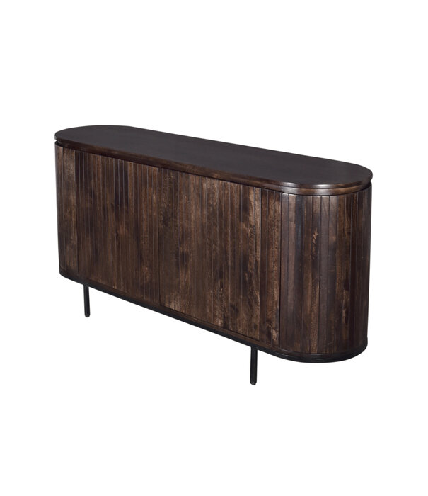 Duverger® Durango - Sideboard - Mangoholz - Walnuss - 4 Türen - Stahlbeine - 170cm