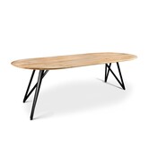 Nordic Design - Eettafel - acacia - naturel - rechthoekig afgerond - 220x100 cm - vlinder poten - staal - zwart